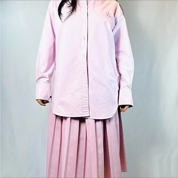 Vintage 90s Pink pleated midi skirt elastic waist Coquette Balletcore - Picture 3 of 6